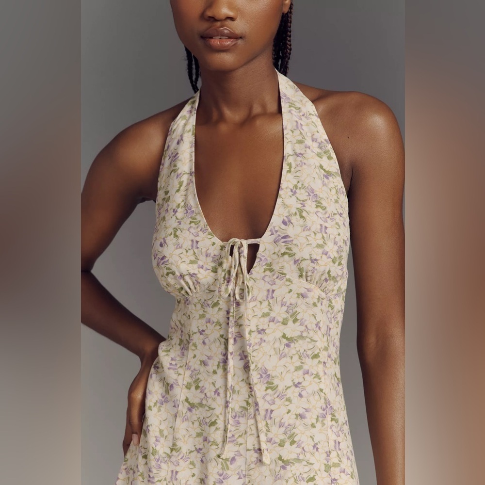 NWT! Anthropologie Maeve Sleeveless Halter Mini Dress - Size XL 🐸 - Picture 3 of 8